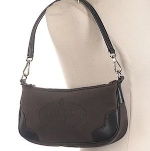 Prada jacquard logo pochette purse brown
